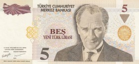 Turkey, 5 New Turkish Lira, 2005, UNC, p217, "A01" first prefix
 Serial Number: A01 841455
Estimate: 10-20 USD