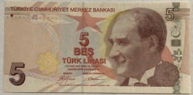 Turkey, 5 Lira, 2009, UNC, p222a, "148" REPEAT SERIAL NUMBER
 Serial Number: E148 148148
Estimate: 10-20 USD