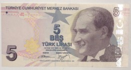 Turkey, 5 Lira, 2013, UNC, p222b, 
 Serial Number: B001 603837
Estimate: 10-20 USD