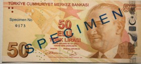 Turkey, 50 Lira, 2013, UNC, p225b, SPECIMEN
Estimate: 1000-2000 USD