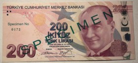 Turkey, 200 Lira, 2013, UNC, p227b, SPECIMEN
Estimate: 1000-2000 USD