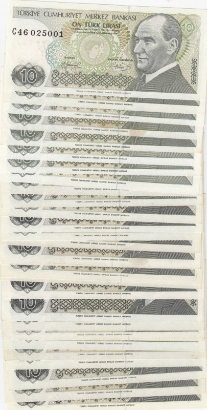 Turkey, 10 Lira, 1979, AUNC, 7.EMISSION
29 pcs, mixed letters
Estimate: 15-30 ...