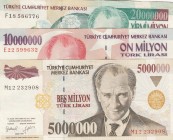 Turkey, XF, 7. Emission
5.000.000 Lira, 1997, p210b; 10.000.000 Lira, 1999, p214; 20.000.000 Lira, 2001, p215, Serial Number: M12 232908, E22 599632,...