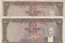 Turkey, 50 Lıra, 1971, FINE, 5.EMISSION
2 pcs O - S letters
Estimate: 20-40 USD