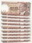 Turkey, 5000 Lira, 1988/90, XF,AUNC MİXED CONDATİON, 7.EMISSION
9 pcs,mixed letters
Estimate: 15-30 USD