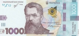 Ukraine, 1.000 Hryven, 2019, AUNC, pNew
 Serial Number: AA1560180
Estimate: 30-60 USD