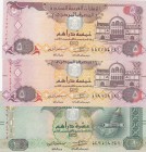 United Arab Emirates, Total 3 banknotes
5 Dirhams, 2013, UNC, p26b; 5 Dirhams, 2015, UNC, p26c; 10 Dirhams, 2015, UNC, p27d 
Estimate: 10-20 USD