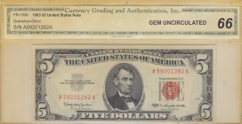 United States of America, 5 Dollars, 1963, UNC, p383
C.G.A. 66 Certificate, Serial Number: A59201262A
Estimate: 50-100 USD