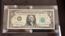United States of America, 1 Dollar, 1963, UNC, p443, BUNDLE
total 100 consecutive banknotes, custom made mica decks in box, Serial Number: D 29111000...