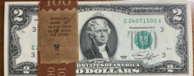 United States of America, 2 Dollars, 1976, UNC, p461, HALF BUNDLE
Consecutive 50 banknotes, Serial Number: C24071451A- 500A
Estimate: 250-500 USD