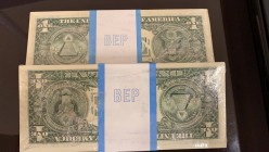 United States of America, 1 Dollar, 1999, UNC, p504, TWO BUNDLE
a total of 200 banknotes, bundles full of letters, including letters, and a low seria...