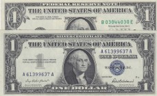 United States of America, 1 Dollar (2), 1957/1974, AUNC - UNC, (Total 2 banknotes)
1974 year is aunc; 19757 year is UNC condition
Estimate: 15-30 US...