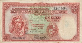Uruguay, 1 Peso, 1935, VF, p28a
 Serial Number: 12429684
Estimate: 25-50 USD