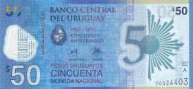 Uruguay, 50 Dollars, 2017, UNC, pNew
Polimer plastic banknote, Serial Number: 0024403
Estimate: 10-20 USD