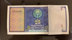 Uzbekistan, 25 Sum, 1994, UNC, p77a, BUNDLE
Total 100 banknotes
Estimate: 30-60 USD