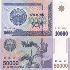 Uzbekistan, Total 2 banknotes
10.000 Sum, 2017, AUNC(-), p84; 50.000 Sum, 2017, AUNC(-), p85, Serial Number: CL5219288, AR1041185
Estimate: 15-30 US...