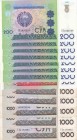 Uzbekistan, Total 15 banknotes
200 Som (9), 1997, UNC; 500 Som (1),1999, UNC; 1000 Som (5), 2001, VF
Estimate: 15-30 USD