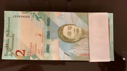 Venezuela, 2 Bolivares, 2018, UNC, pNew, BUNDLE
Total 100 banknotes
Estimate: 20-40 USD