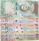 Venezuela, 2-5-20-50-200-500-1000-2000 Bolivares, 2016/2018, UNC, total 8 banknotes
Estimate: 15-30 USD