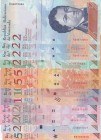 Venezuela, Different 12 banknotes
2 Bolivares(2), 2012, UNC, p88e; 2 Bolivares, 2013, UNC, p88f; 2 Bolivares, 2018, UNC, pNew; 5 Bolivares, 2008, UNC...