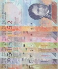Venezuela, Total 5 banknotes
2 Bolivares, 2014, UNC, p88; 5 Bolivares, 2014, UNC, p89; 10 Bolivares, 2009, UNC, p90b; 20 Bolivares, 2011, UNC, p91e; ...