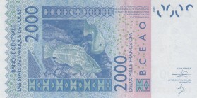 West African States, 2.000 Francs, 2003, AUNC, p116a
 Serial Number: 14251855336
Estimate: 10-20 USD