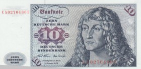 Germany- Federal Republic, 10 Mark, 1970, UNC, p31a
 Serial Number: CA0270430P
Estimate: 25-50 USD