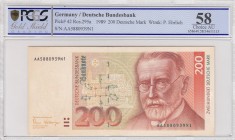 Germany- Federal Republic, 200 Mark, 1989, AUNC, p42
PCGS 58, Serial Number: AA5880939N1
Estimate: 300-600 USD