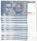 Yugoslavia, 500 Dinara, 1990, Different conditions between AUNC(-) and VF, p106, Total 40 banknotes
Estimate: 25-50 USD