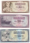 Yugoslavia, 10 Dinara, 20 Dinara, 50 Dinara, 1968/1978, UNC, p82c, p85, p89a
UNC ile UNC(-) arası farklı kondüsyonlar, Serial Number: AG 4732043, DK ...