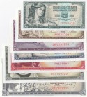 Yugoslavia, Total 7 banknotes
5 Dinara, 1968, XF; 10 Dinara, 1978, UNC(-); 20 Dinara, 1974, UNC; 50 Dinara, 1968, UNC; 100 Dinara, 1965, XF; 500 Dina...
