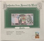 Zambia, 1 Kwacha, 1980/88, UNC, p23a, FOLDER
Banknotes from around the world, Serial Number: 59/A 801810
Estimate: 10-20 USD