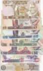 Zambia, Total 7 banknotes
2 Kwacha, 1980/88, UNC, p24c; 5 Kwacha, 1980/88, UNC, p25d; 5 Kwacha, 1986/88, UNC, p28a; 10 Kwacha, 1980/88, UNC, p26e; 20...