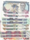 Zambia, Total 9 banknotes
10 Kwacha(2), 1989/91, UNC, p31b; 10 Kwacha(2), 1980/88, UNC, p26e; 20 Kwacha(2), 1989/91, UNC, p32b; 50 Kwacha(2), 1986/88...