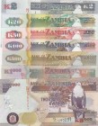 Zambia, Total 7 banknotes
2 Kwacha, 2012, UNC, p49a; 20 Kwacha, 1992, UNC, p36; 50 Kwacha, 2009, UNC, p37h; 100 Kwacha, 2009, UNC, p38h; 500 Kwacha, ...