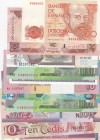 Mix Lot, UNC, total 11 banknotes
Conga 1000 Francs, 2013; Spain 200 Pesetas, 1980; Russia 100 Rubles 2018, Conmemorative polymer banknot, Angola 10 K...