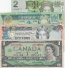 Mix Lot, Total 4 Queen Elizabeth II. Portrait banknotes
Fiji, 2 Dollars, 2007, UNC, p109; 2 Dollars, 1996, UNC(-), p96; Bahamas, 50 Cents, 2001, UNC,...