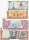 Mix Lot, UNC, 4 different banknotes
Cambodia, 1 Riel, p28a; Viet Nam, 1 Dong, p 90; Somaliland, 1000 Shillings, p20a; Uruguay, 5000 Pesos, p50b, Seri...