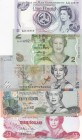 Mix Lot, UNC, Total 5 banknotes
Bahamas, 1/2 Dollar, 2001, p68; Bahamas, 1/2 Dollar, 2019; Bahamas, 3 Dollars, 1974, p44a; Isle of Man, 1 Pound, 1983...