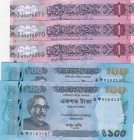 Mix Lot, Total 5 banknotes
Bangladesh, 100 Taka(2), 2017, UNC, p57e; Libya, 1 Dinar(3), 2013, UNC, p76
Estimate: 15-30 USD