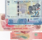 Mix Lot, Different 4 banknotes
Bolivia, 10 Bolivianos, 2018, UNC, pNew; Gambia, 20 Dalasis, 2015, UNC, p33; Philippines, 50 Piso, 1969, UNC, p146; Co...