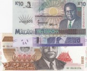 Mix Lot, Different 3 banknotes
Lao, 20.000 Kip, 2003, UNC, p36b; Morocco, 20 Dirhams, 2012, UNC, p74; Malawi, 10 Kwacha, 1995, UNC, p30
Estimate: 15...