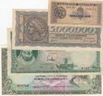 Mix Lot, Total 4 banknotes
Greece, 2 Drachmai, 1941, XF, p318; 5.000.000 Drachmai, 1944, UNC(-), p128a; 50 Drachmai, 1939, VF, p107; Guinea, 50 Escud...