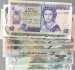 Mix Lot, Total 8 banknotes with Queen Elizabeth II. Portrait
Canada, 1 Dollar, 1973, UNC; Belize, 2 Dollars, 2007, UNC; Bahamas, 50 Cents(3), 2001, U...