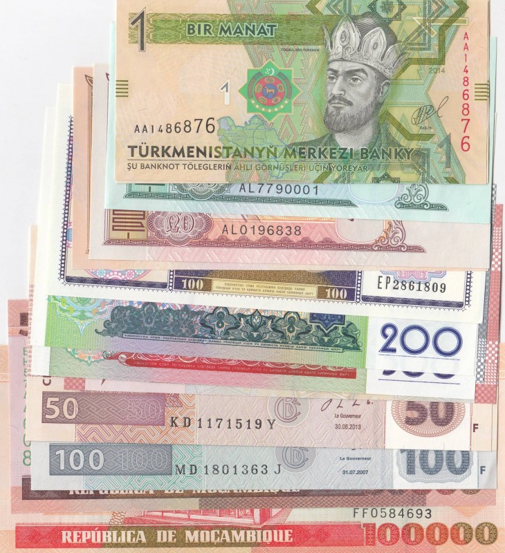 Mix Lot, Total 16 banknotes
Turkmenistan, 1 Manat, 2014, UNC; 1 Manat(2), 2017,...