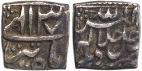 Silver Square One Rupee Coin of Akbar of Delhi Mint of Tir Month.
