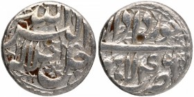 Silver One Rupee Coin of Akbar of Lahore Mint.