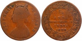 Copper Quarter Anna Coin of Dewas Junior Branch.