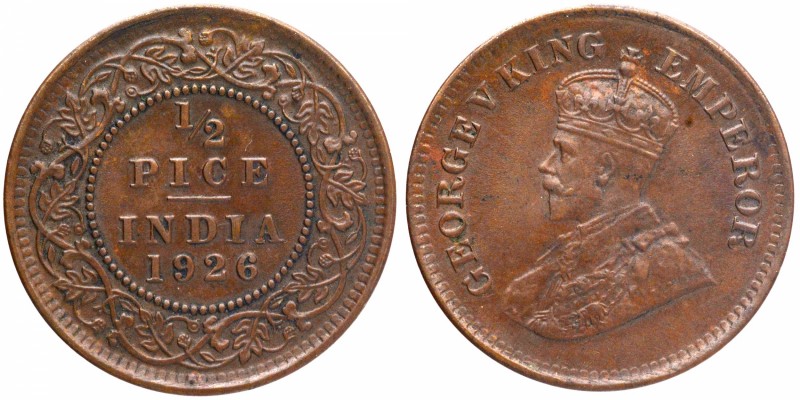 British India
Pice 1/2 
Pice 1/2
1926, King George V, Bronze 1/2 Pice, Calcut...