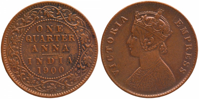 British India
Anna 1/4 
Anna 1/4
1900, Victoria Empress, Copper 1/4 Anna, Cal...